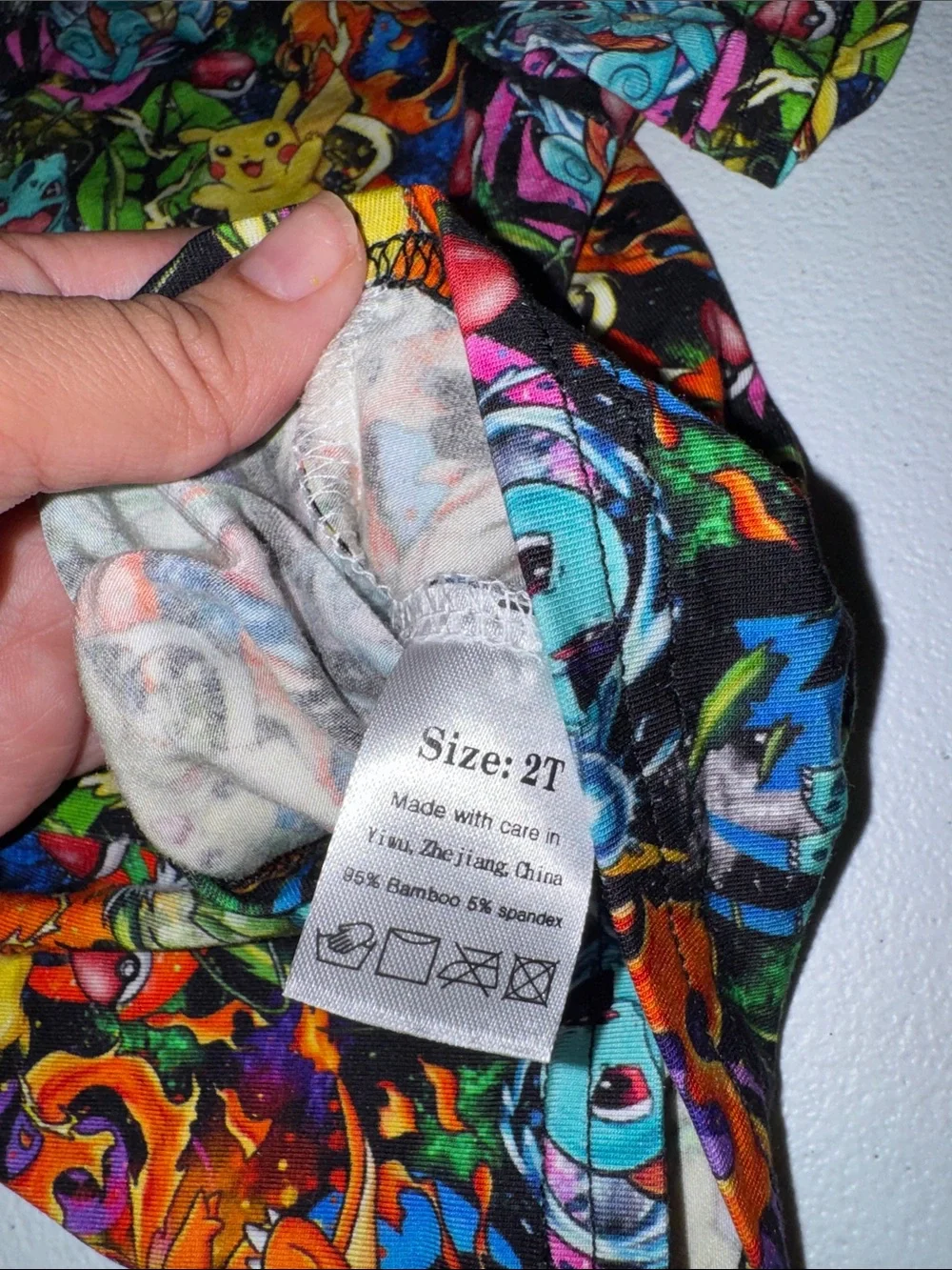 Kids Black Multicolor Pokémon Print Short Pajama Set
